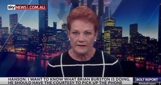 Pauline Hanson Breaks Down After Row W/ One Nation Senator Brian Burston